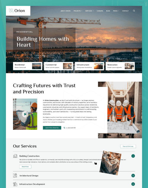 Orion — Responsive Next.js Construction Company Website Template