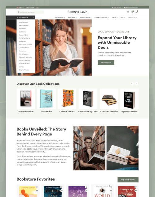 Bookland - Premium website template by WebbyCrown Solutions