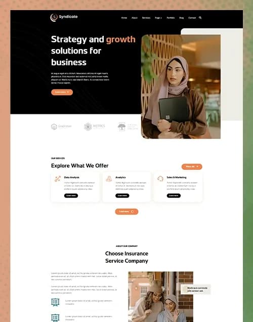 Syndicate — Business Advisory Next.js + CMS Admin Dashboard Website Template