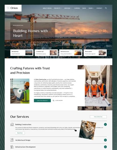 Orion Construction — October CMS Construction & Corporate Theme