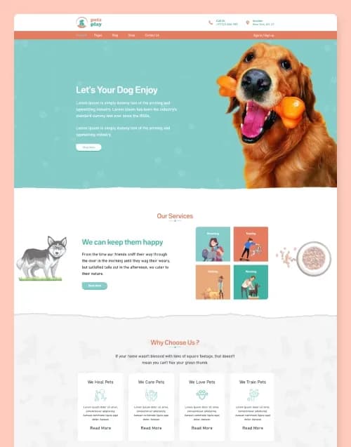PetsPlay - Premium website template by WebbyCrown Solutions