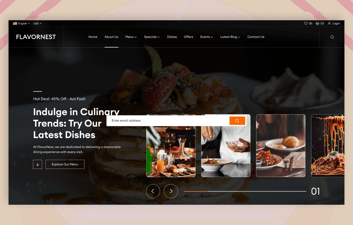 restaurant website Figma template