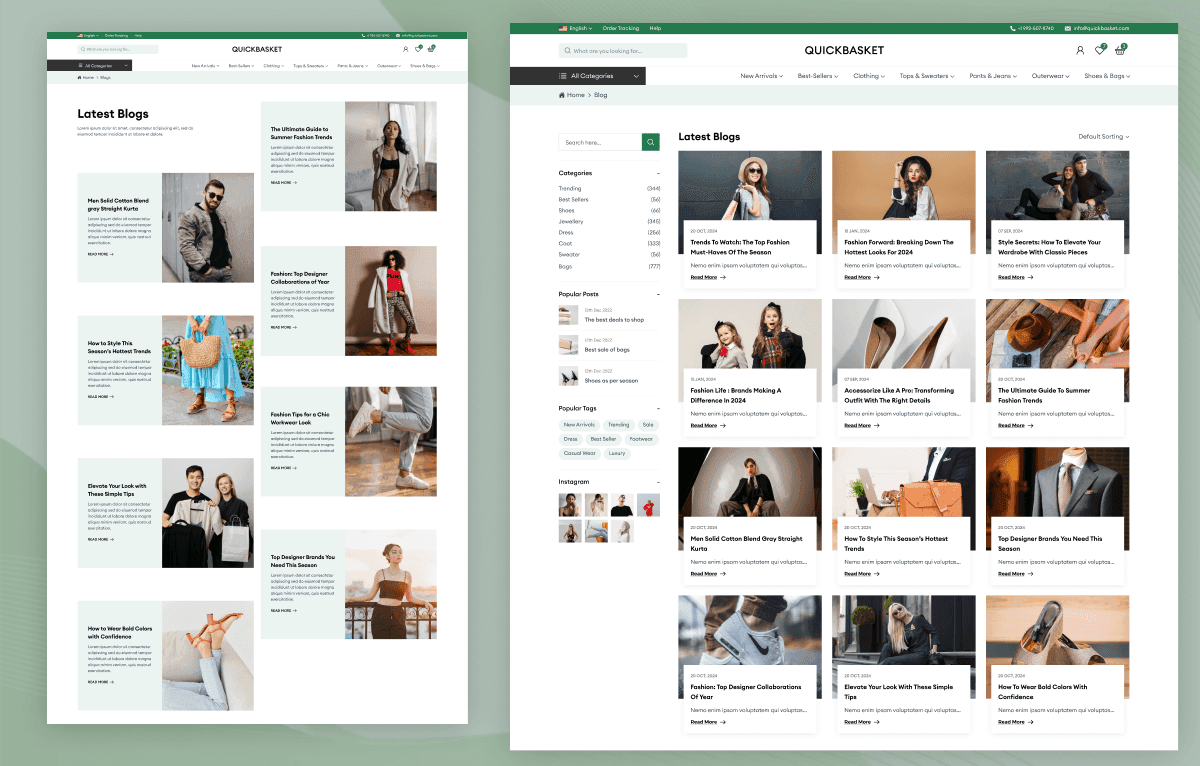 clothing store ecommerce template tailwind css