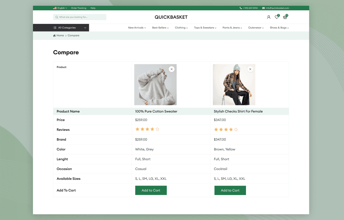 multipage ecommerce template tailwind css