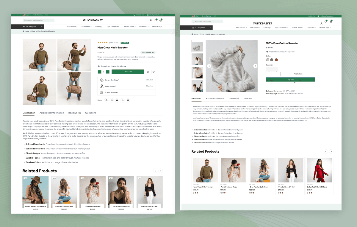 tailwind css ecommerce landing page template