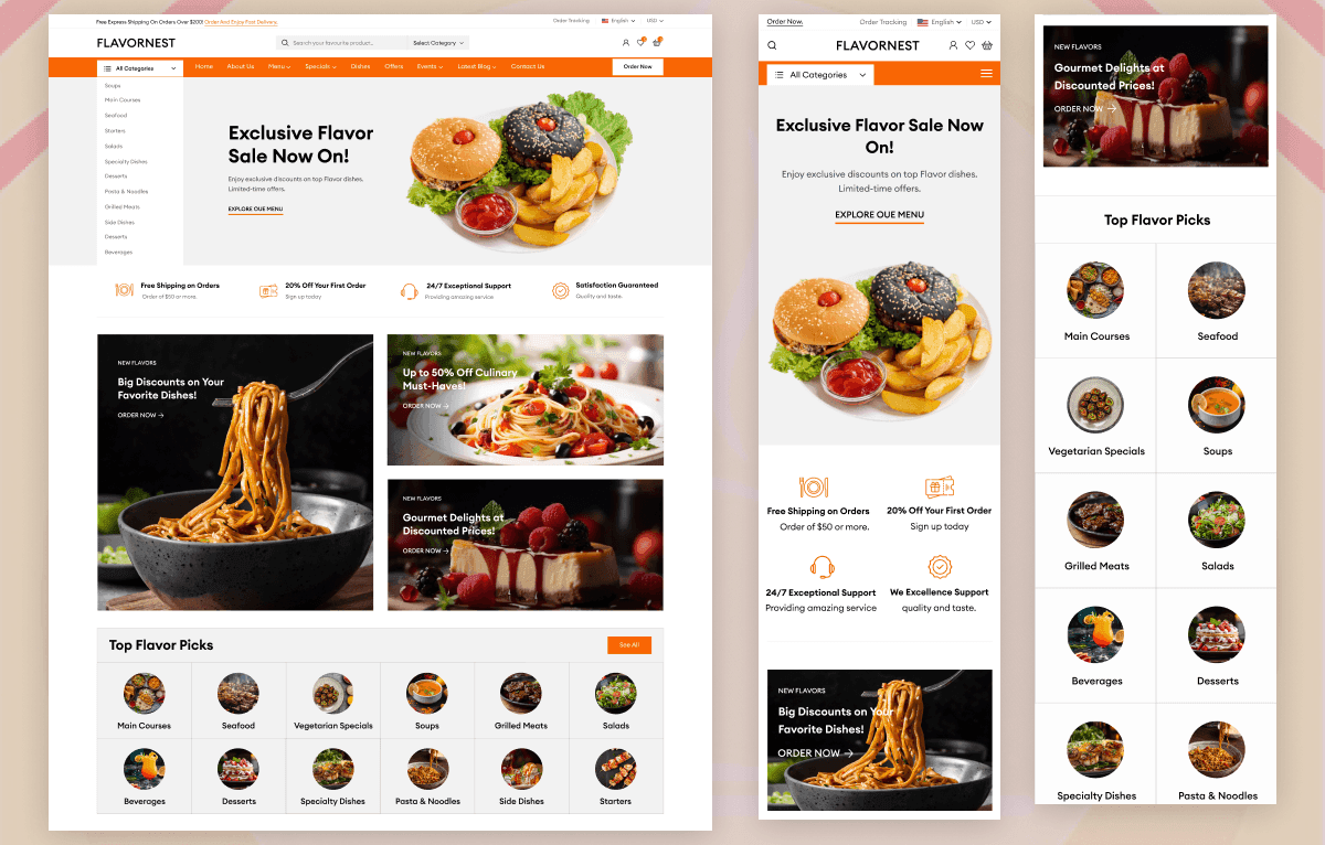multipurpose food and restaurant UI kit Figma