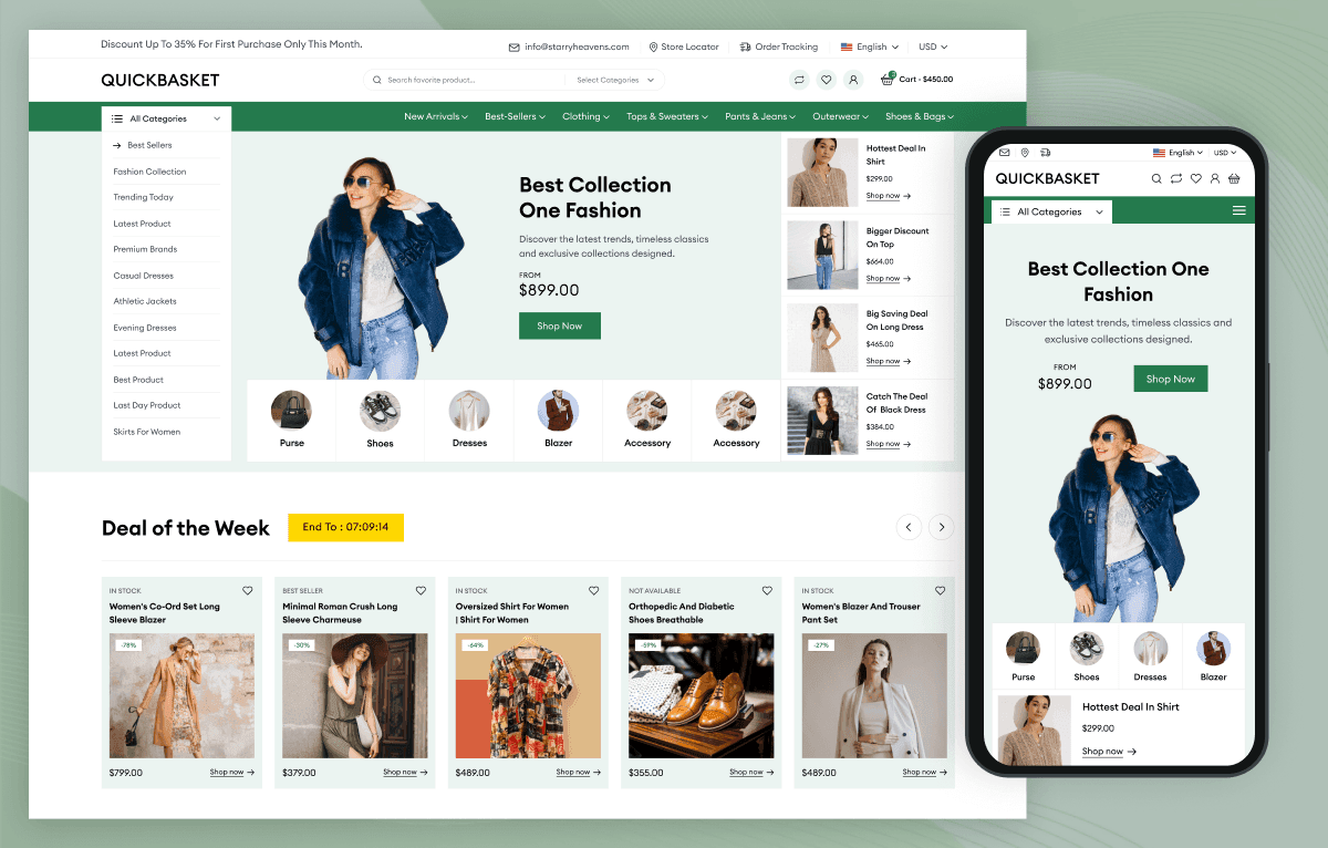 seo friendly ecommerce tailwind css template