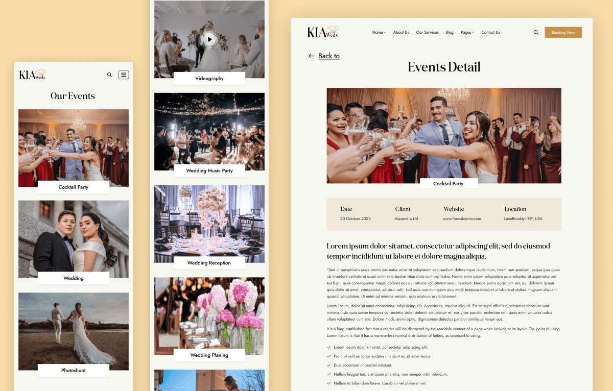 Wedding event HTML template