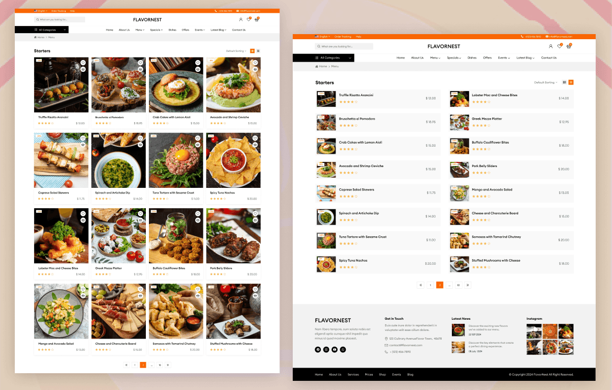 food menu UI design Figma template