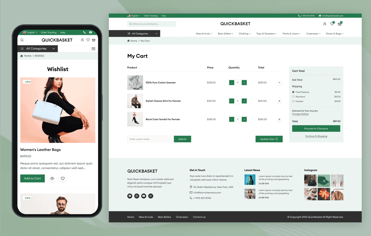 multipage ecommerce template tailwind css