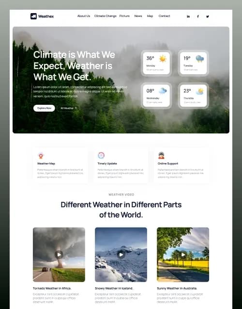 Weathex - Premium website template by WebbyCrown Solutions